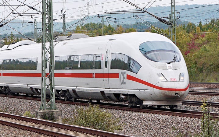 A picture of a Deutsche Bahn ICE train