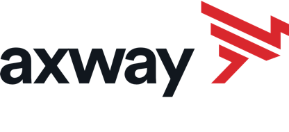 Black axway lettering with an implied red bird