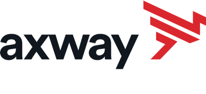 Schwarzer axway Schriftzug mit einem angedeuteten roten Vogel