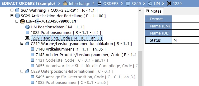 Ticked boxes show unused elements